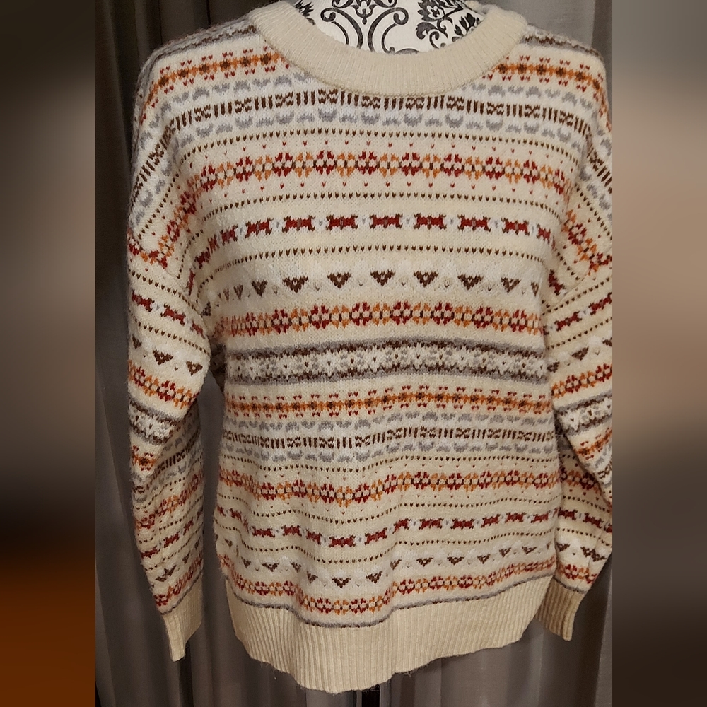 Womens Fuzzy FairIsle Sweater